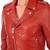 Women's red belted biker leather jacket genuine casual