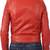Women's red belted biker leather jacket genuine casual