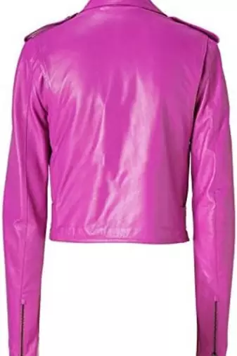 Women's pink moto biker leather jacket real lambskin stylish casual