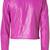 Women's pink moto biker leather jacket real lambskin stylish casual