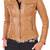 Women's tan cafe racer leather genuine lambskin biker jacket