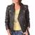 Women's genuine lambskin black belted biker jacket