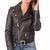 Women's genuine lambskin black belted biker jacket
