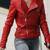 Women's genuine red leather moto biker jacket