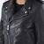 Women's black genuine classic belted biker jacket