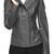 Women's grey soft genuine lambskin leather moto jacket