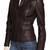 Women's brown quilted lambskin leather biker jacket