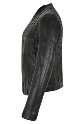 Women's black genuine leather caual jacket 3