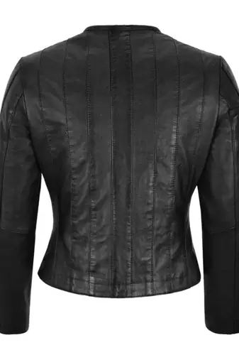 Women's black genuine leather caual jacket