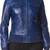 Women's blue genuine leather bomber jacket