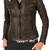 Women brown genuine leather biker jacket