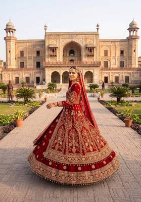 DESIGNER BRIDAL WEDDING WEAR MAROON VELVET SALWAR SUIT LEHENGA COLLECTION FULL STITCHED SIZE 2