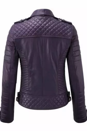 Women's lambskin purple biker leather jacket