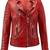 Women's red moto biker leather lambskin jacket