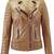 Women's tan biker leather jacket real genuine casual style jacket