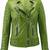 Women's olive green lambskin leather moto biker jacket