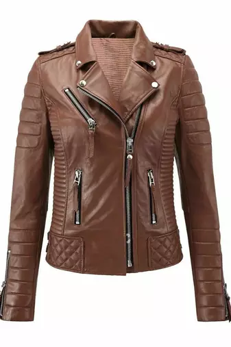 Women's brown lambskin leather jacket