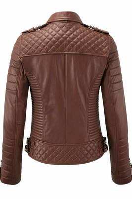 Women's brown lambskin leather jacket 2