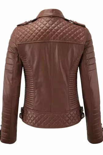 Women's brown lambskin leather jacket