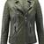 Women's olive biker genuine leather jacket