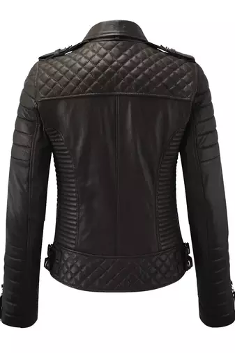 Women's casual dark brown lambskin leather jacket