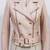 Women's beige belted genuine leather jacket