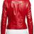 Women's lambskin red leather cafe racer biker jacket