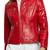 Women's lambskin red leather cafe racer biker jacket
