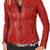 Women's red slim fit lambskin leather jacket