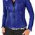 Women's lambskin royal blue leather cafe racer jacket