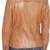 Women's tan quilted leather biker jacket buckle collar