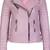 Women's blush pink genuine leather biker moto jacket