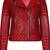 Women's red lambskin leather asymmetrical biker jacket