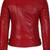 Women's red lambskin leather asymmetrical biker jacket