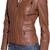 Women's brown lambskin leather quilted cafe racer jacket