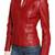 Women's red genuine leather casual biker jacket