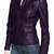 Women's purple genuine leather moto jacket slim fit biker coat