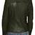 Women's olive green genuine leather moto jacket quilted shoulder slim fit