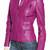 Women's magenta pink genuine leather zipper biker jacket