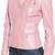 Women's baby pink genuine leather moto jacket zip front