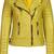 Women's yellow genuine leather biker moto jacket quilted
