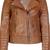 Women's tan brown lambskin leather moto biker jacket quilted zip