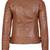 Women's tan brown lambskin leather moto biker jacket quilted zip