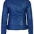 Women's royal blue genuine leather asymmetrical biker jacket