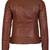 Women's cognac brown leather moto biker jacket quilted style