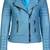 Women's sky blue lambskin leather asymmetrical moto jacket