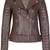 Women's dark brown genuine leather biker jacket slim fit