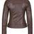 Women's dark brown genuine leather biker jacket slim fit