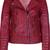 Women's dark red lambskin leather moto jacket quilted design