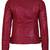 Women's dark red lambskin leather moto jacket quilted design